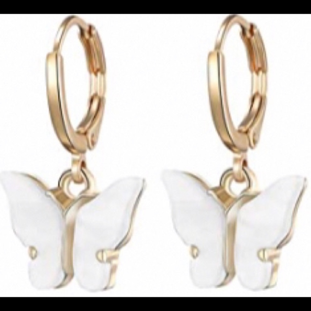 NWT White Butterfly Earrings